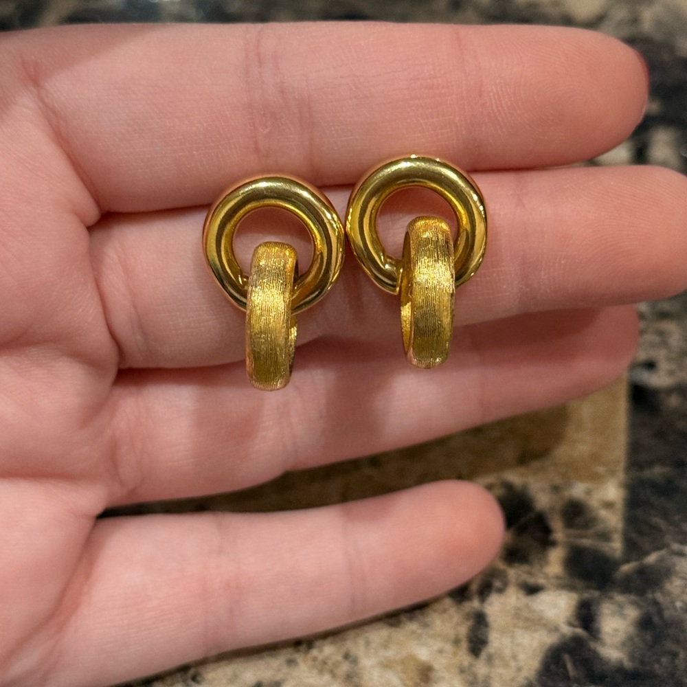 Givenchy Gold Interlocking Double Circle Drop Ear… - image 2